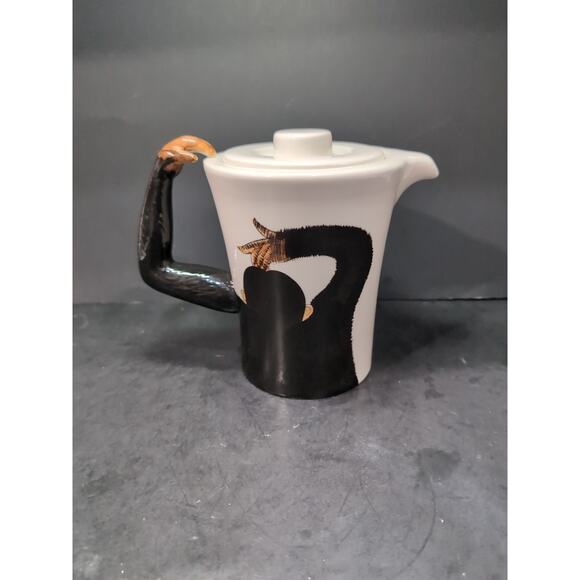 Pier 1 Imports Hand Painted Monkey 3D Chimpanzee Coffee Tea Pot W/lid One Euc - Picture 3 of 10